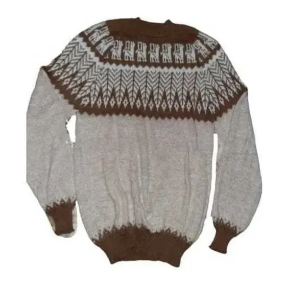 Pullover Sweater De Llama Alpaca Clásico Unisex Hojitas