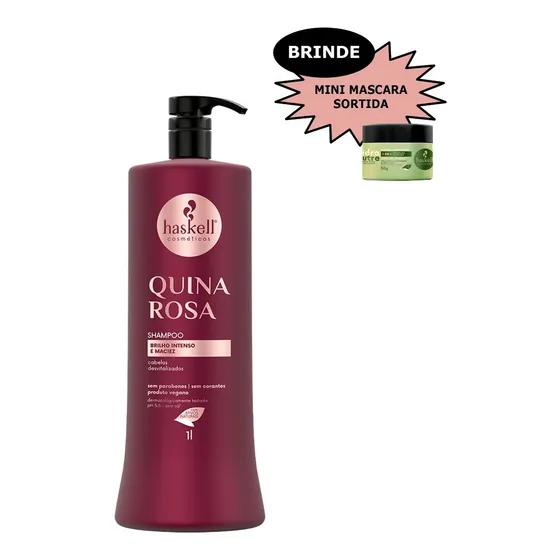 Haskell Shampoo Quina Rosa 1 Litro + Brinde
