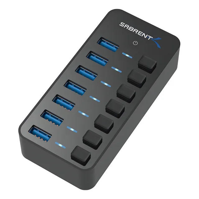 Hub Usb - Sabrent - 7 Port Usb 3.0 - Switch On/off Fuente 3a