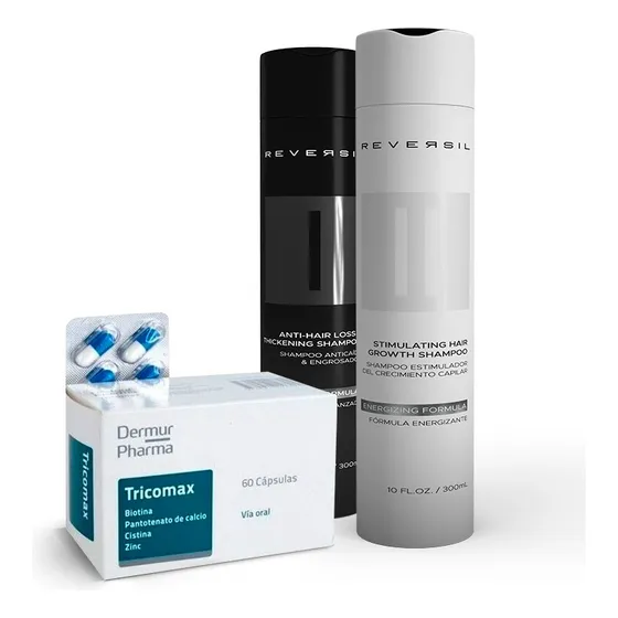 Tricomax 60 + Kit Reversil® | Shampoo Anticaída + Engrosador