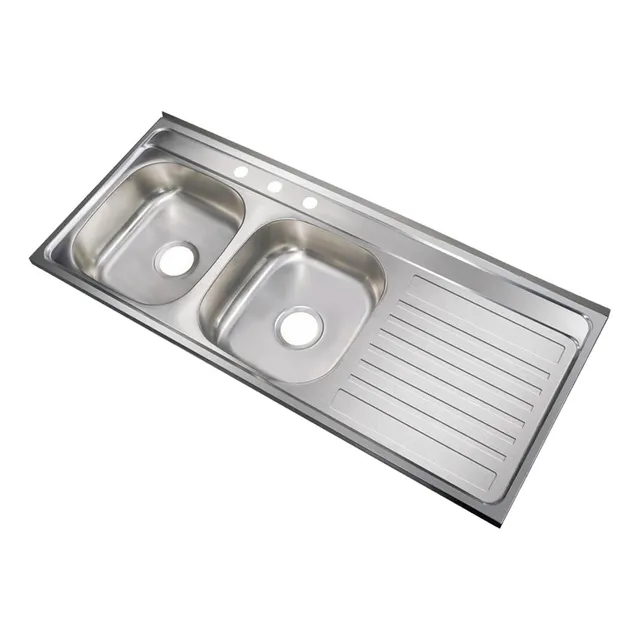 Fregadero Doble Tina Escurridor Derecho Tarja Cocina Acero Color Plateado Solvex ST-12050RH