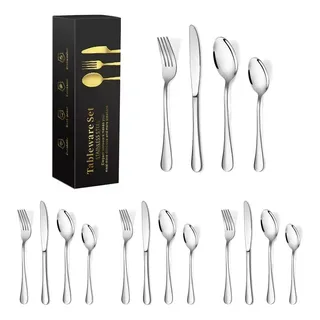Faqueiros Conjunto Talheres 16pcs Aço Luxo Inoxdåvel Prata Faqueiros Conjunto Talheres 16pcs Aço Luxo Inoxdåvel Prata