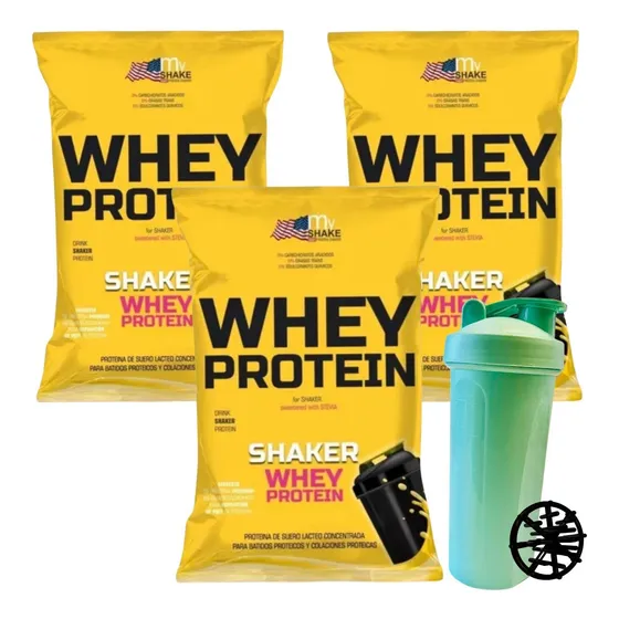 3 Whey Protein Proteina My Shake Con Stevia + Shaker 600ml 