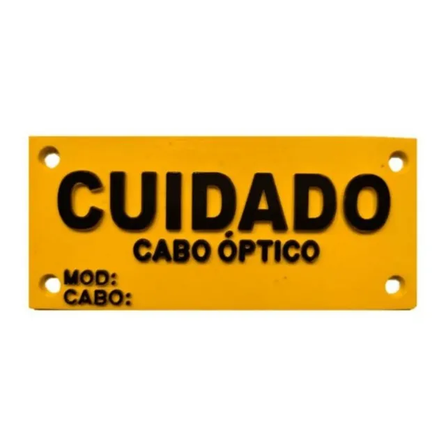 50 X Placa Cuidado Cabo Optico Plaqueta De Identificaçao 4x9
