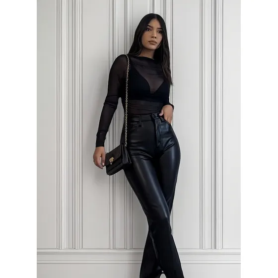 Leggings De Cuero Para Mujer Pantalones Anchos - Oversize