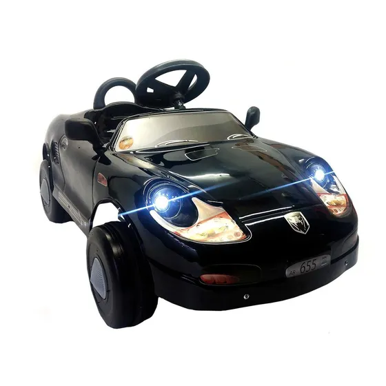 Vehículo a pedal auto/camioneta Katib Porche con luz y espejitos color negro