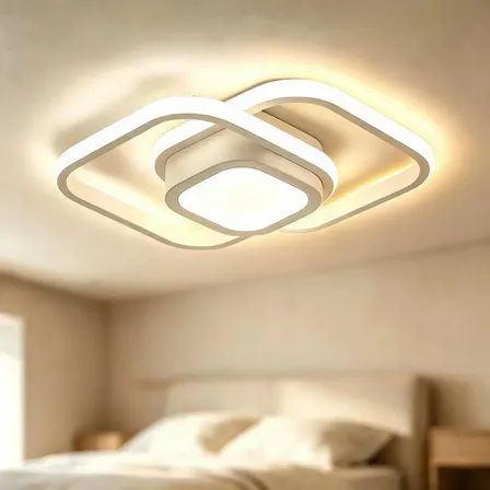 Luminária De Teto Led Para Quarto 3 Cores Moderna Sobrepor Branco