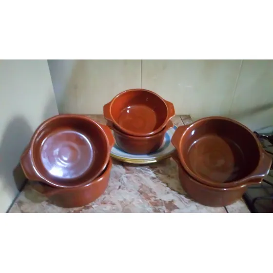 Juego De 6 Ollitas Original Barro Cerámica Fina En 75$