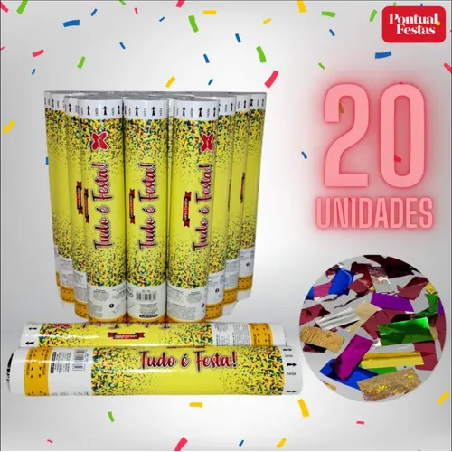 Cartuchos de festa Party Popper Confetti Metallic 24 Shots