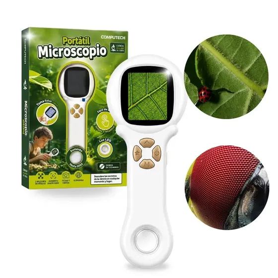 Microscopio Portatil Niños Juguete Cientifico STEM 500x USb C color Blanco Juguete cientifico Insectos Plantas Monedas Marca Computech