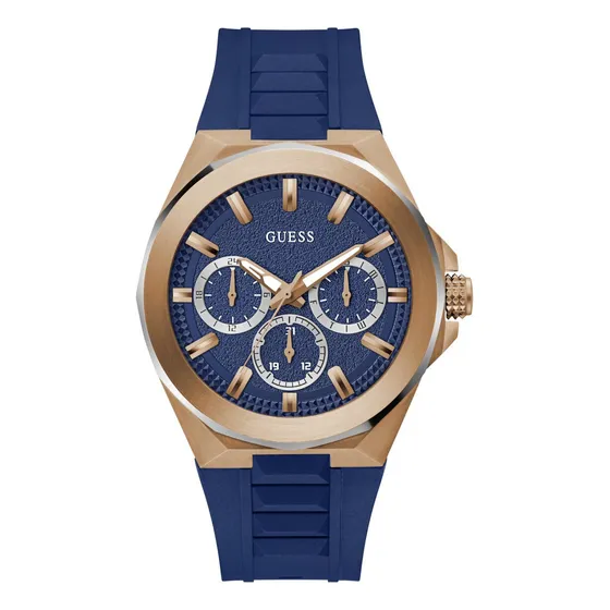 Reloj Hombre Guess Azul Dashboard Bisel Oro Rosa