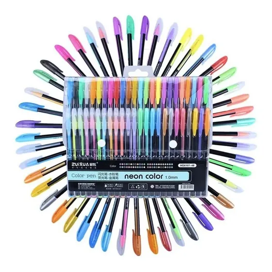 Bolígrafo Elun Fina Lápiz Gel 48 Unidades Color Multicolor Exterior Variedad Trazo Fino 1 Mm En Blíster - Pack De 4848 Unidades