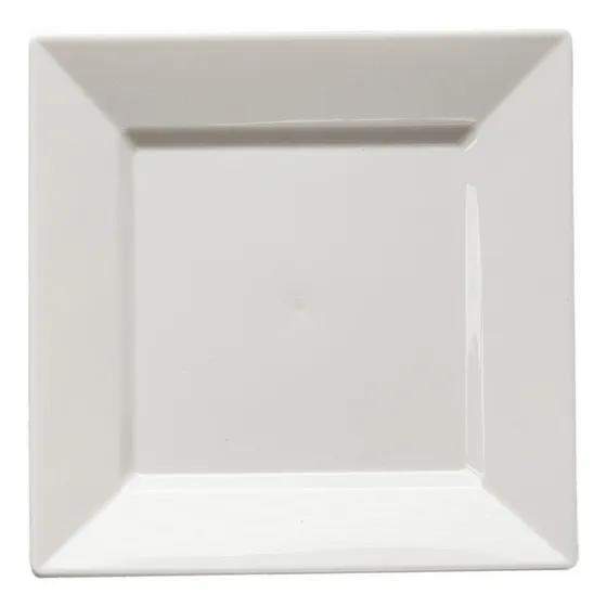 Plato Cuadrado Rígido Chico Plastico Luxe X 25 Unidades Color Blanco Lisa
