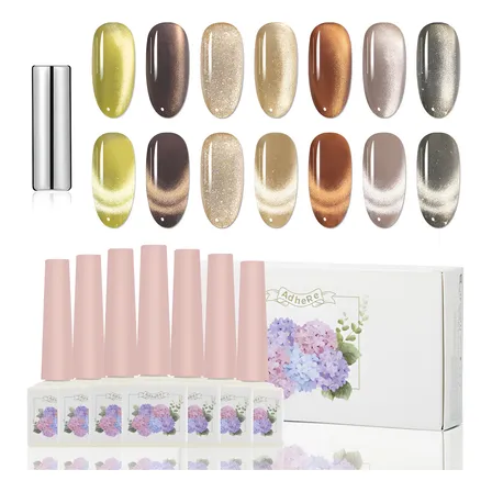 Esmaltes Uñas Gel Efecto Ojo Gato 12 Ml+liman, 7 Unidades