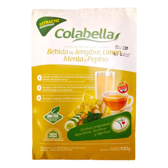 Bebida Jengibre Limón Menta Pepino Depurativo Colabella 100g