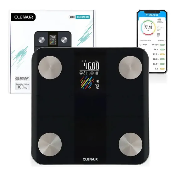 Balanza Baño Inteligente Monitor Cardio Digital Bascula Profesional App Smart Led 180 Kg IMBACK | Cuotas sin interés