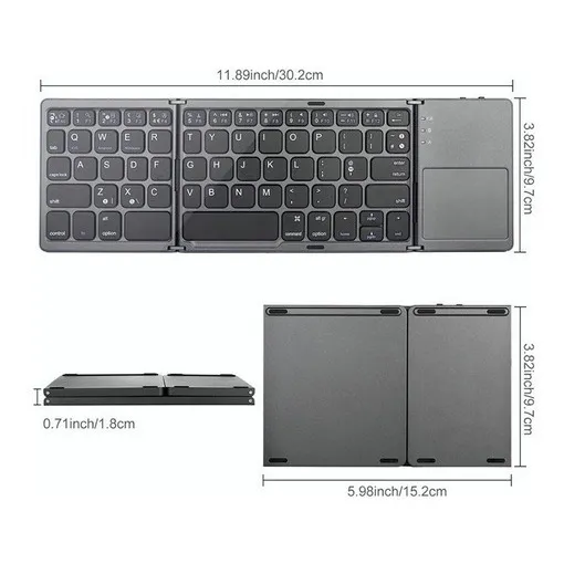 Mini teclado Bluetooth plegable ultrafino con panel táctil Genérica B033 Gris oscuro