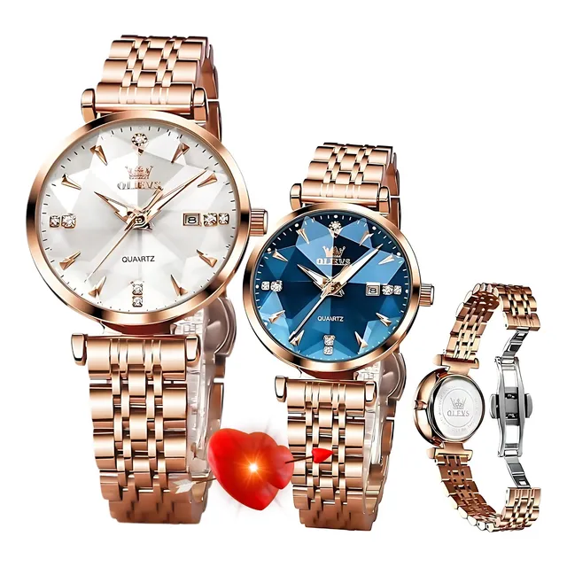 Reloj Dama Elegante Zafiro Diamante Calidad Oro Con Caja Reg