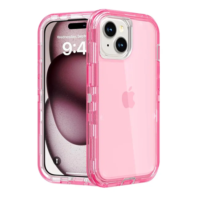 Funda Case De Uso Rudo 360 Para iPhone Transparente Antigolpes Con Marco Frontal 3 En 1