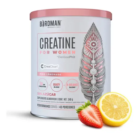 Birdman Creatine For Women | Creatina Para Mujer Con Inositol, Acido Hialurónico Y Vitaminas | Sabor Pink Lemonade | 40 Porciones Limonada Rosa