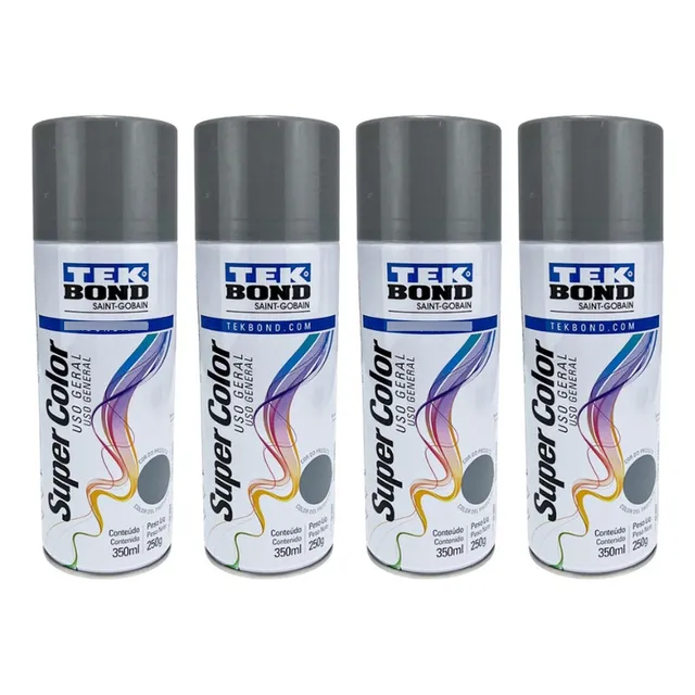 Kit 4 Tintas Spray Tekbond Primer Fundo Uso Geral 350ml
