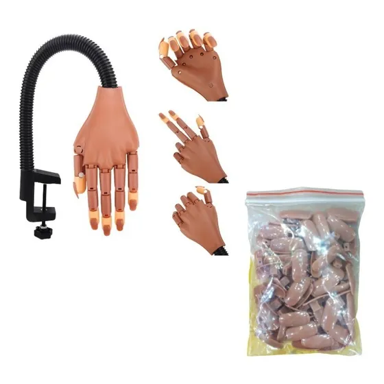 Mano De Práctica Articulada Dedos Modelo De Manicura + Uñas