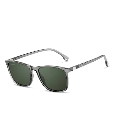 Lentes De Sol Polarizados Uv Veithdia V7521 Gris/transparente, Lente Verde De Policarbonato Con Marco De Triacetato De Celulosa