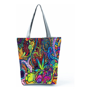 Bolso De Mano Con Estampado De Hongos De Colores, Elegante Y Bolso De Mano Con Estampado De Hongos De Colores, Elegante Y