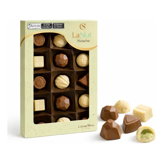 Mini Show Pistache Cacau Show 108g Caixa Bombons Presente
