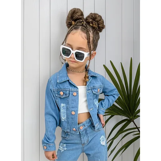 Jaqueta Jeans Menina Criança Infantil Princesa