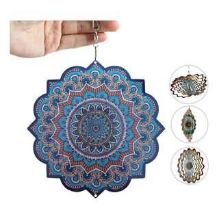 Mandala 3d Mini Decoração Catavento Inox Espiral Wind Mandala 3d Mini Decoração Catavento Inox Espiral Wind