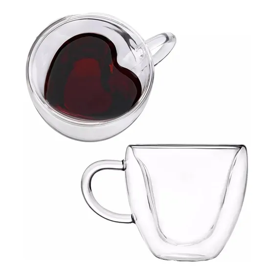 Pocillo Taza Café 250 Ml Doble Pared Vidrio Borosilicato X1
