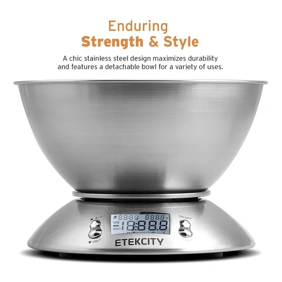 Balanza Digital Para Cocina Peso 5 Kg Acero Inoxidable Bowl