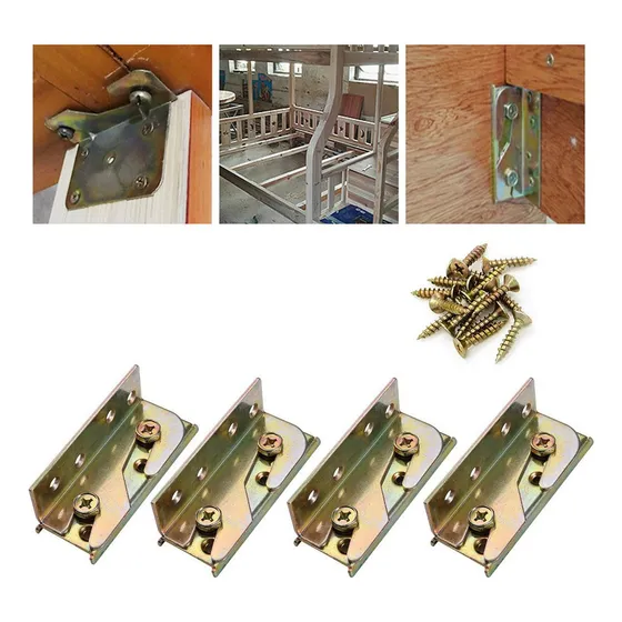 4 Pzs Bisagras De Cama Tornillo De Riel Para Soporte Muebles