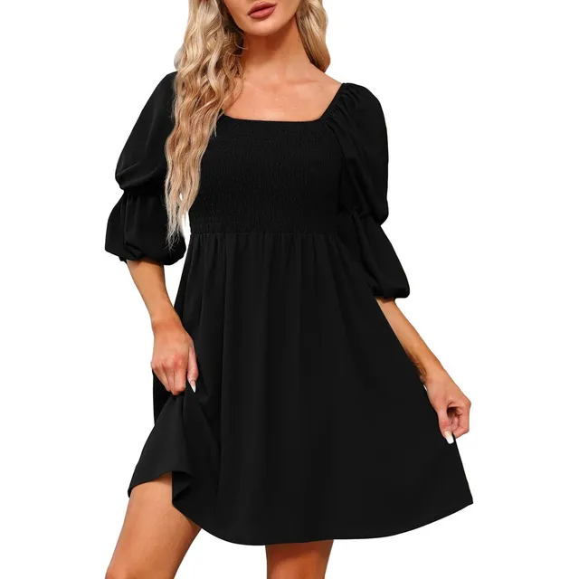 Vestido Casual Verano 2023 Para Mujer Volante Manga Larga