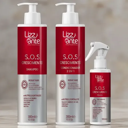 Shampoo Condicionador E Tônico Sos Crescimento Lizz Ante
