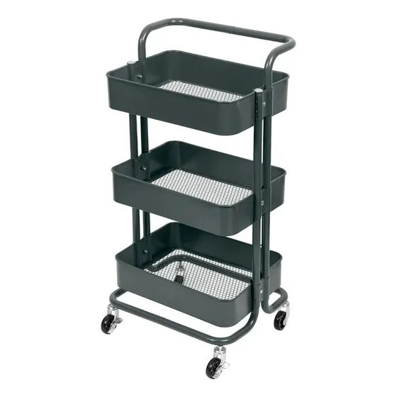 Carrito Organizador Almacenamiento 3 Niveles Con Ruedas Color Negro