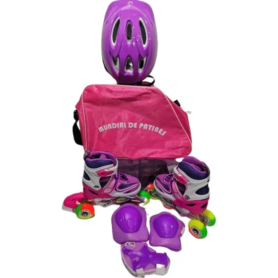 Kit Patines  Niñas Expandible Semiprofesional Sports Luces
