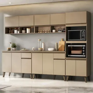 Carraro Armário De Cozinha Completa Modulada 270cm Com Armário E Balc