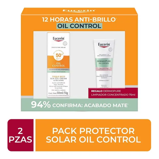 2 Pack Eucerin Oil Control Protección Solar + Gel Limpiador