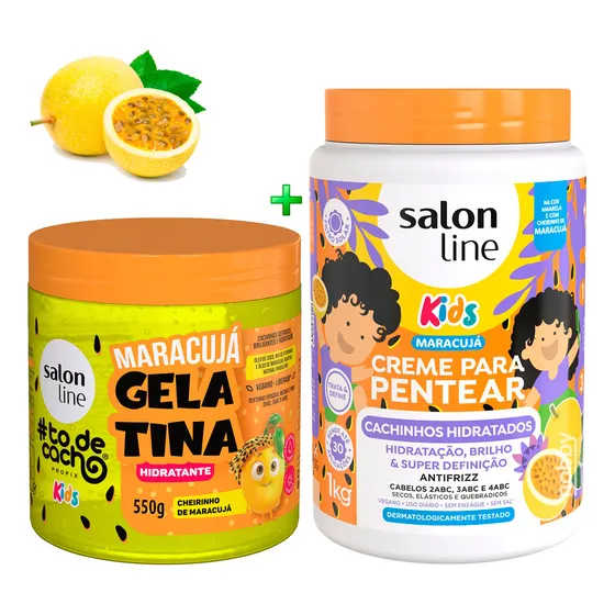 Kit Gelatina + Creme Pentear Maracujá Cachos Kids Salon Line
