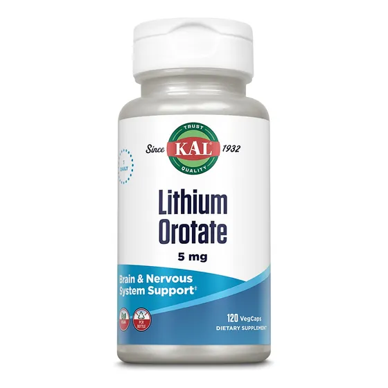 Suplemento Kal Lithium Orotate 120 Cápsulas Vegano