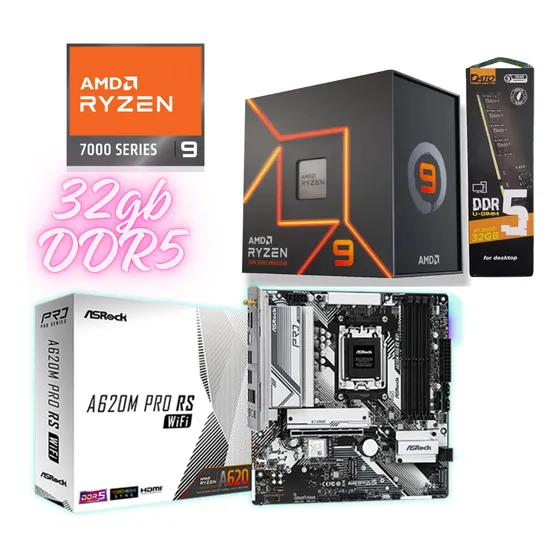 Combo Asrock Ryzen 9 9900x 32gb Ram Gaming