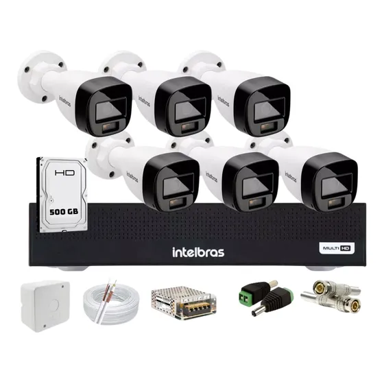 Kit Intelbras Dvr 1108c + 6 Vhd 1120b Full Color Hd Incluso