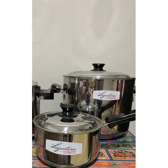 Juego De Ollas  De Dos Alta Y Baja Con Tapa Lagostina 18/10