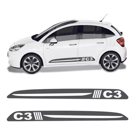 Faixa Citroen C3 2013/2019 Adesivo Grafite Lateral Tuning