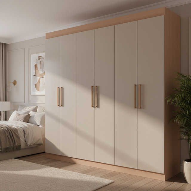 Guarda-roupa Casal Bartira Ville Com 6 Portas E 2 Gavetas Cor Avelã Com Cappuccino