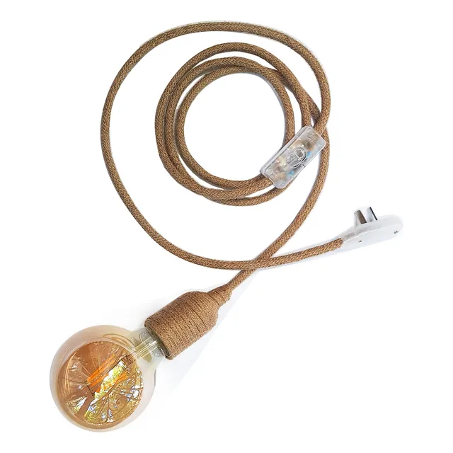 Lámpara Portátil Yute (cable 2mts Con Interruptor Y Enchufe)
