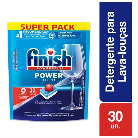 Finish Powerball Detergente para Lava Louças em Tabletes 30 unidades