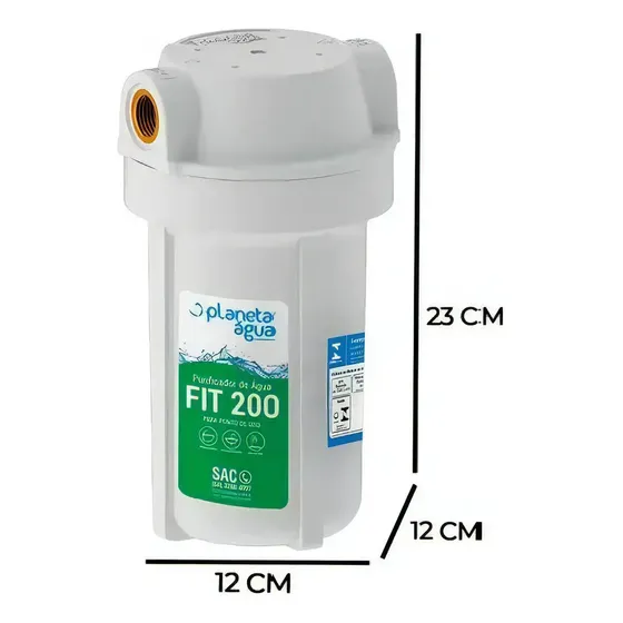 Purificador Água Planeta Água Fit 200 Branco 3 Etapas Rosca 1/2"